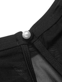 New Retro Stage 1950s Polka Dot Swimsuit Black