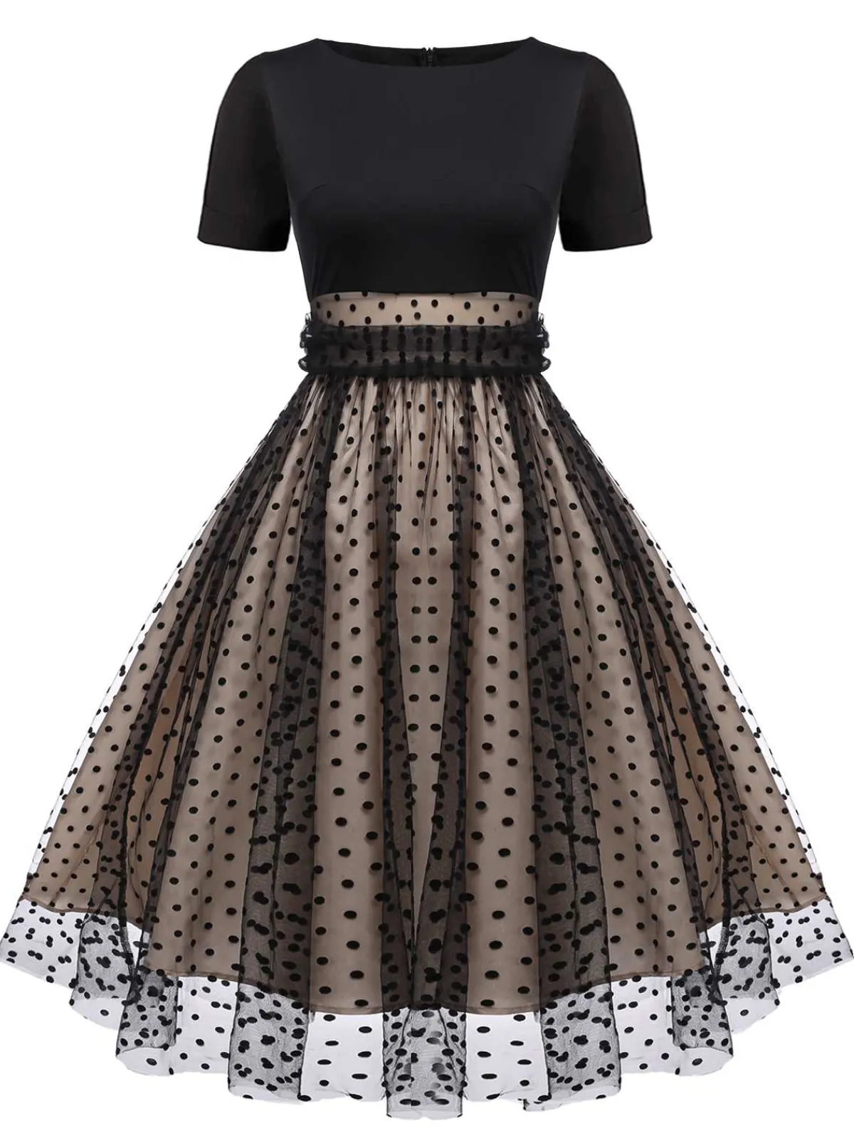 Sale Retro Stage Black 1950s Polka Dot Swing Vintage Dress