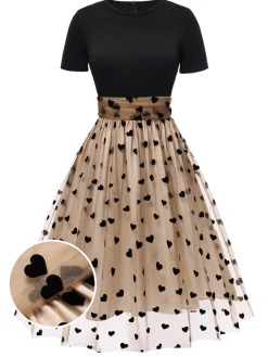 Sale Retro Stage Black 1950s Polka Dot Swing Vintage Dress