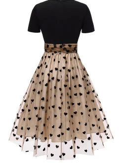 Sale Retro Stage Black 1950s Polka Dot Swing Vintage Dress