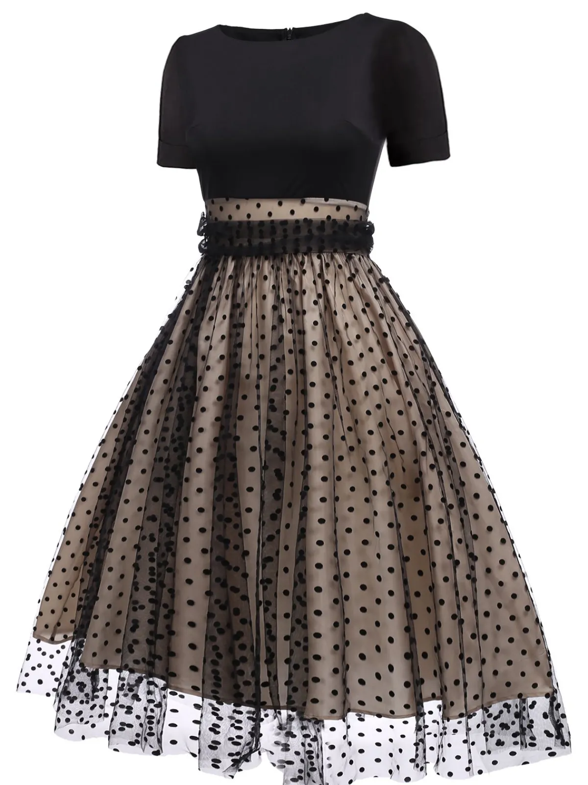 Sale Retro Stage Black 1950s Polka Dot Swing Vintage Dress