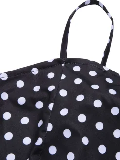 Hot Retro Stage 1940s Polka Dots Back Strap Jumpsuit Black