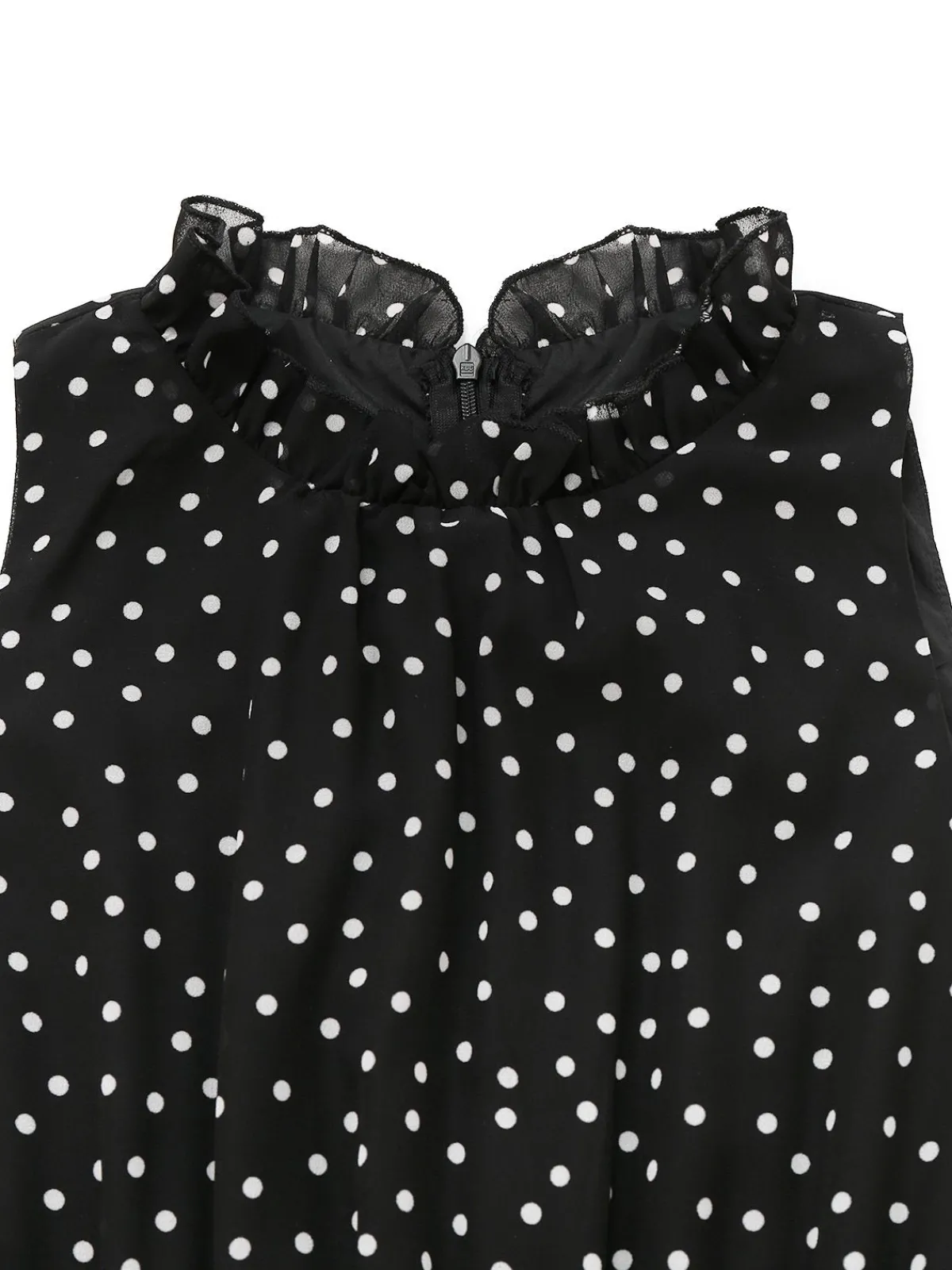 Sale Retro Stage 1930s Polka Dots Chiffon Sleeveless Dress Black