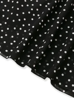 Sale Retro Stage 1930s Polka Dots Chiffon Sleeveless Dress Black