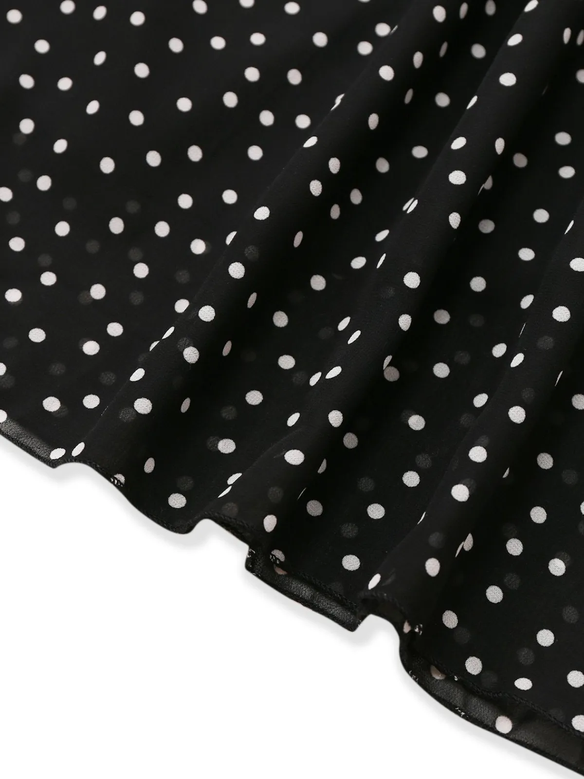 Sale Retro Stage 1930s Polka Dots Chiffon Sleeveless Dress Black