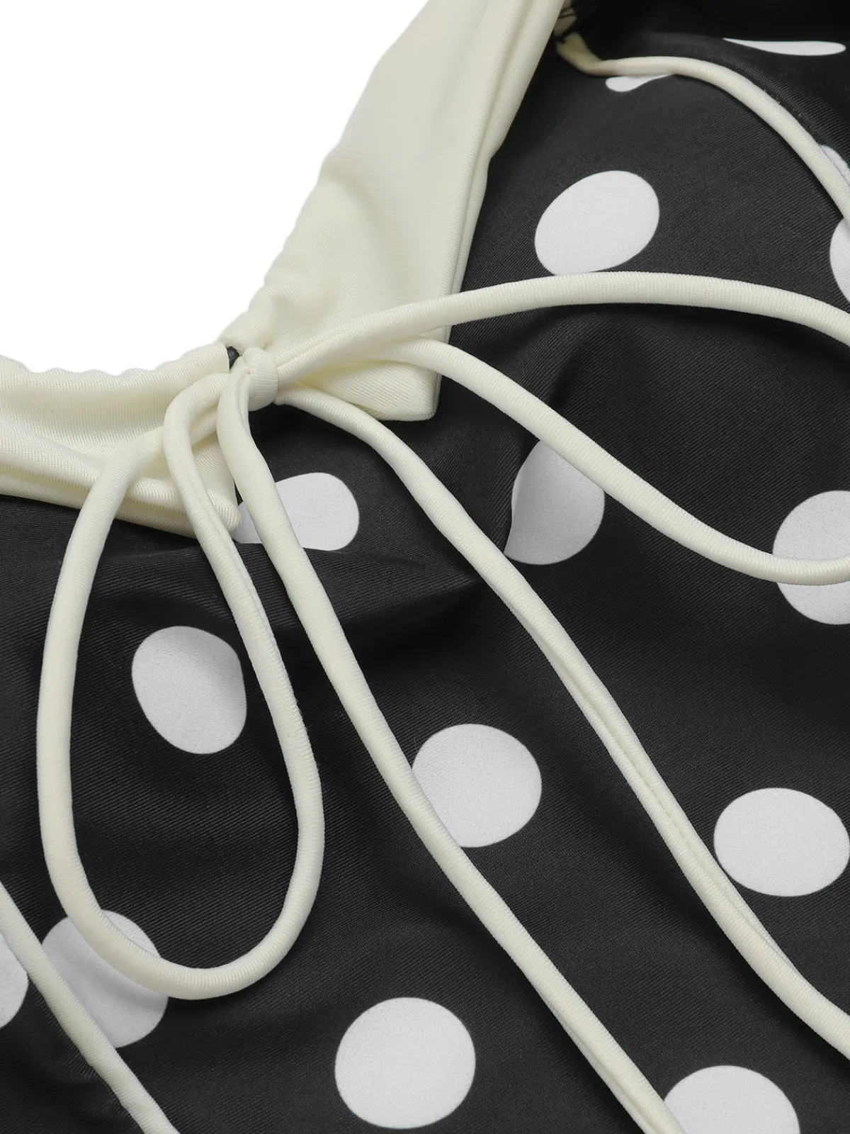 Best Retro Stage 1950s Polka Dots Halter Swimsuit Black