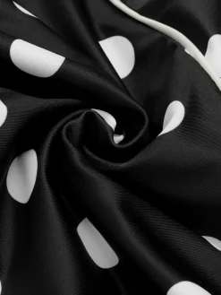 Best Retro Stage 1950s Polka Dots Halter Swimsuit Black