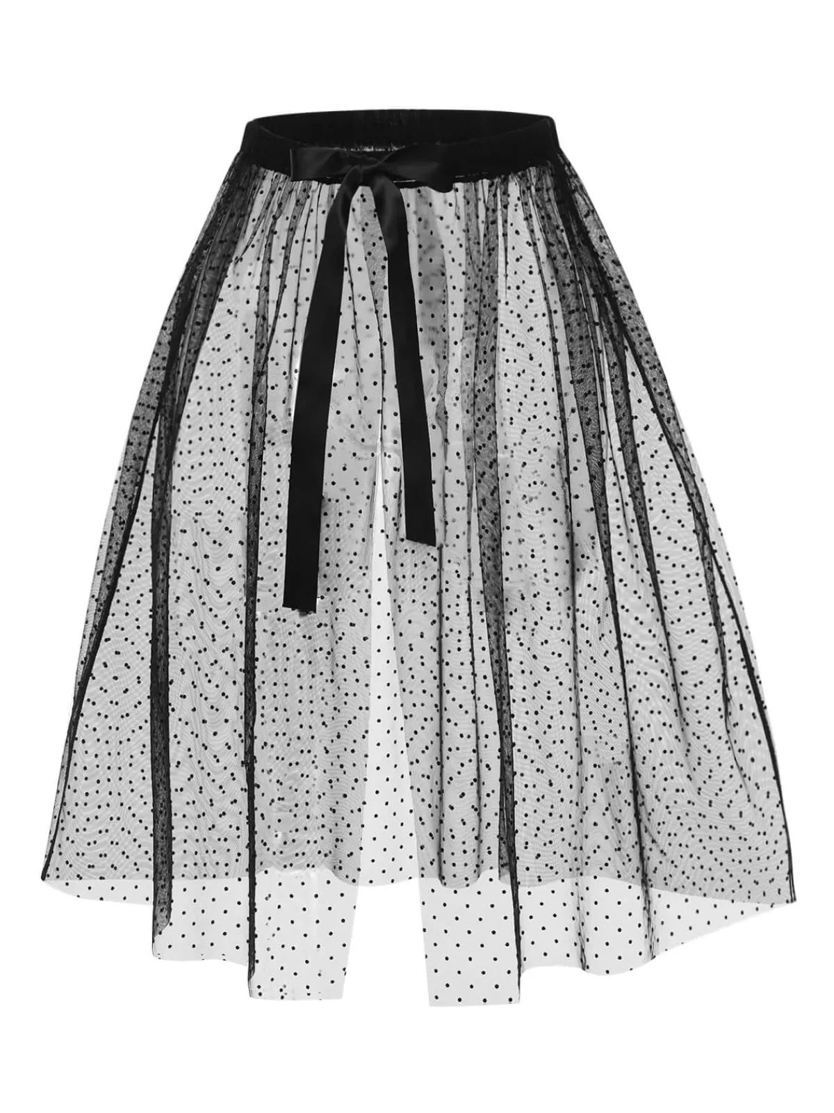 Sale Retro Stage 1960s Polka Dots Mesh Cover-up Black