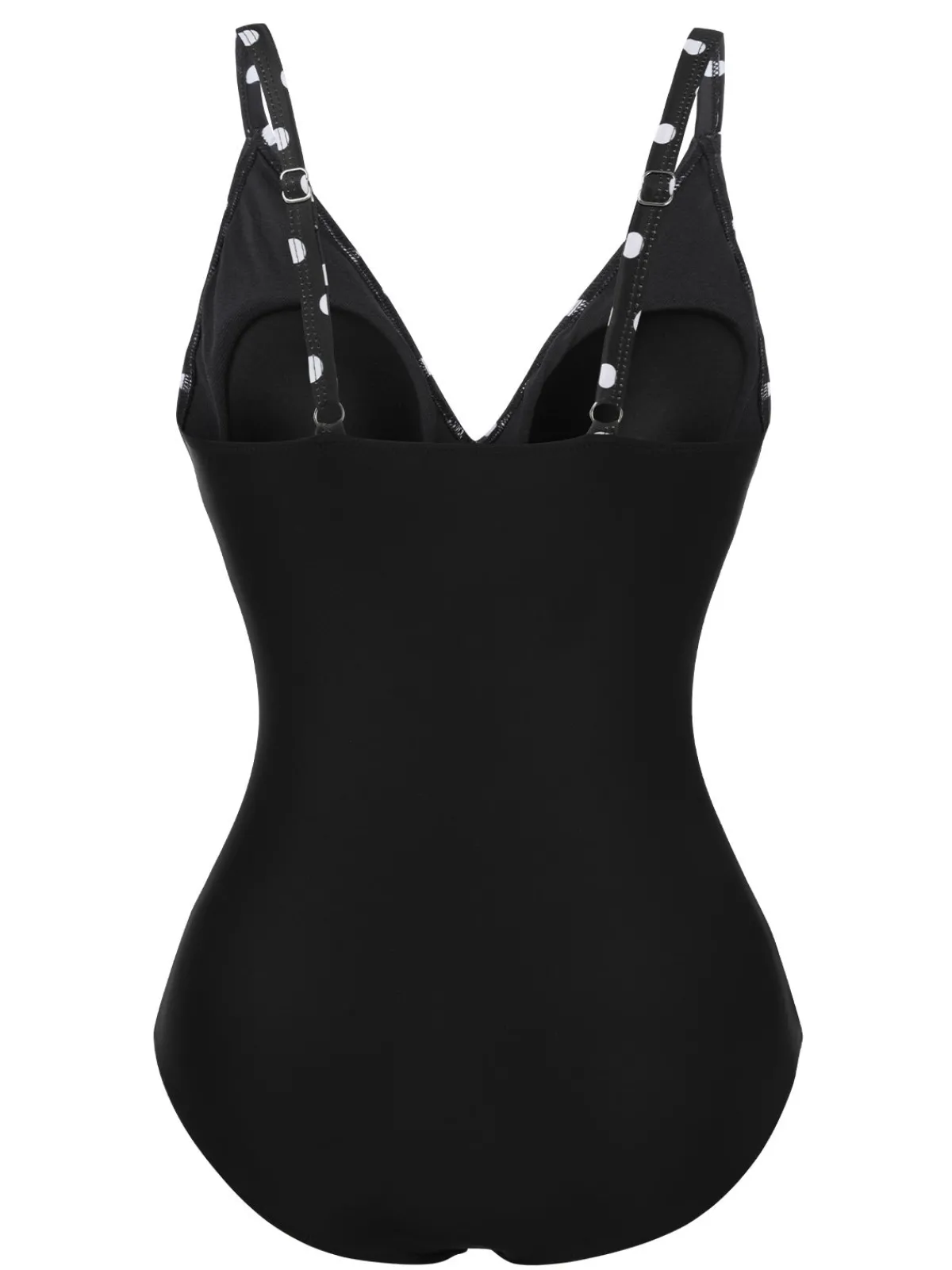 New Retro Stage 1930s Polka Dots One-Piece Swimsuit Black