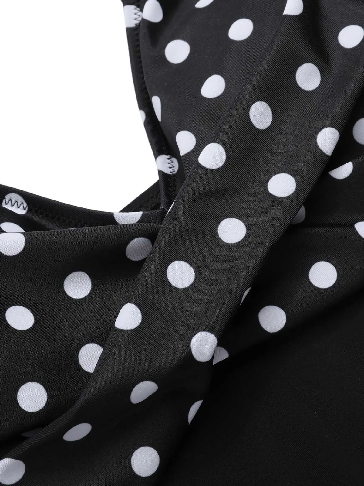 New Retro Stage 1930s Polka Dots One-Piece Swimsuit Black