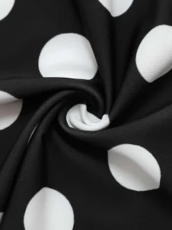 Clearance Retro Stage 1950s Polka Dots One-Piece Swim Dress Black