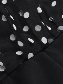 Discount Retro Stage 1930s Polka Dots Patchwork Jumpsuit Black