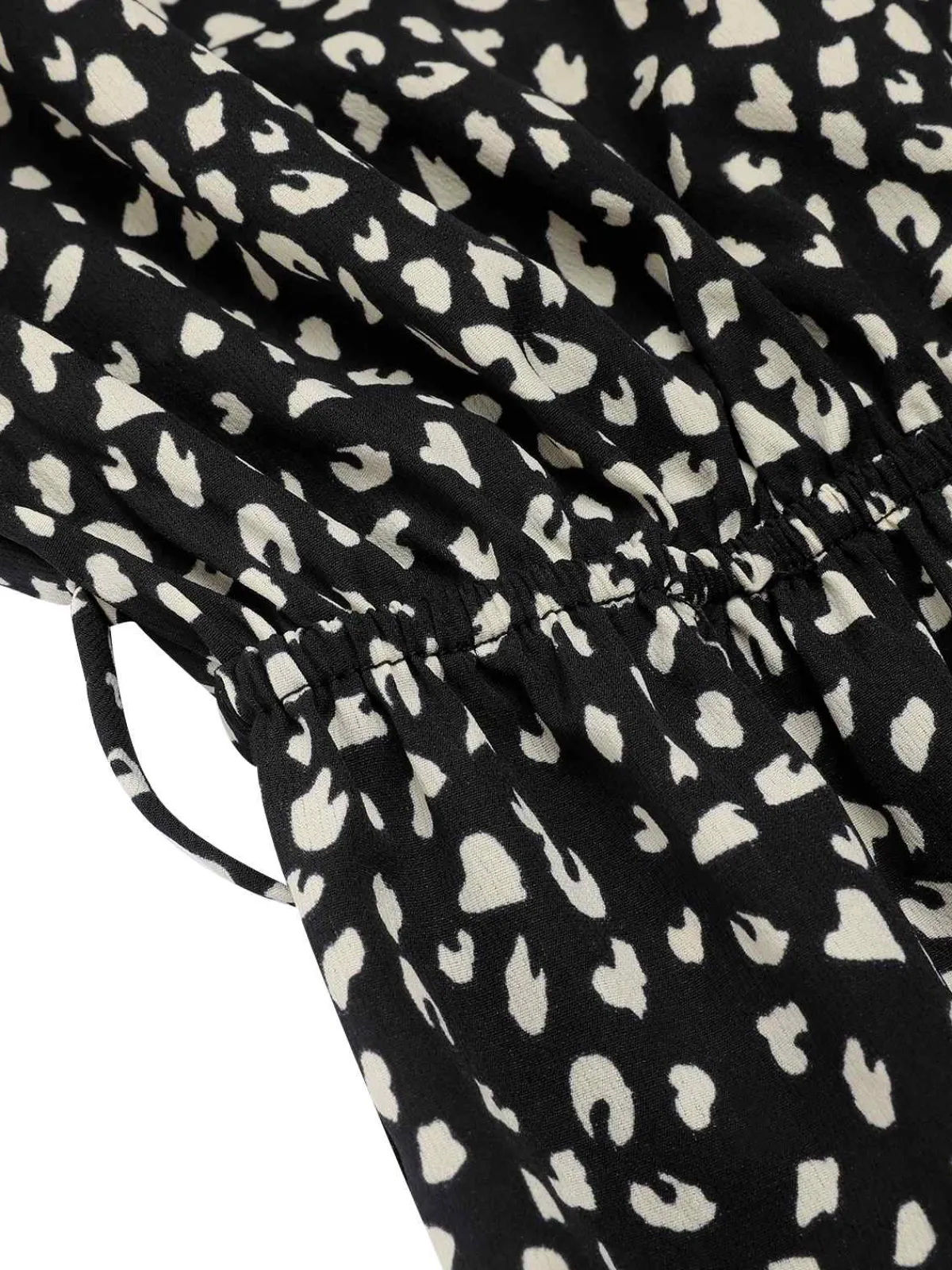 Best Retro Stage 1950s Printed V-Neck Belted Romper Black