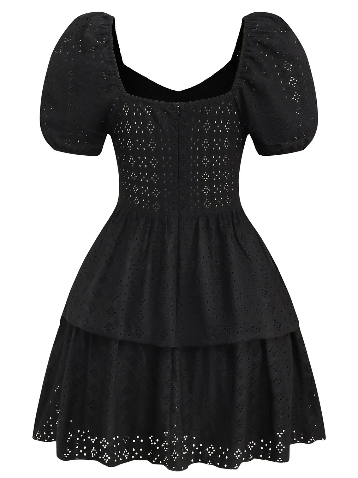 Best Retro Stage 1950s Puff Corset Hollow Knit Dress Black