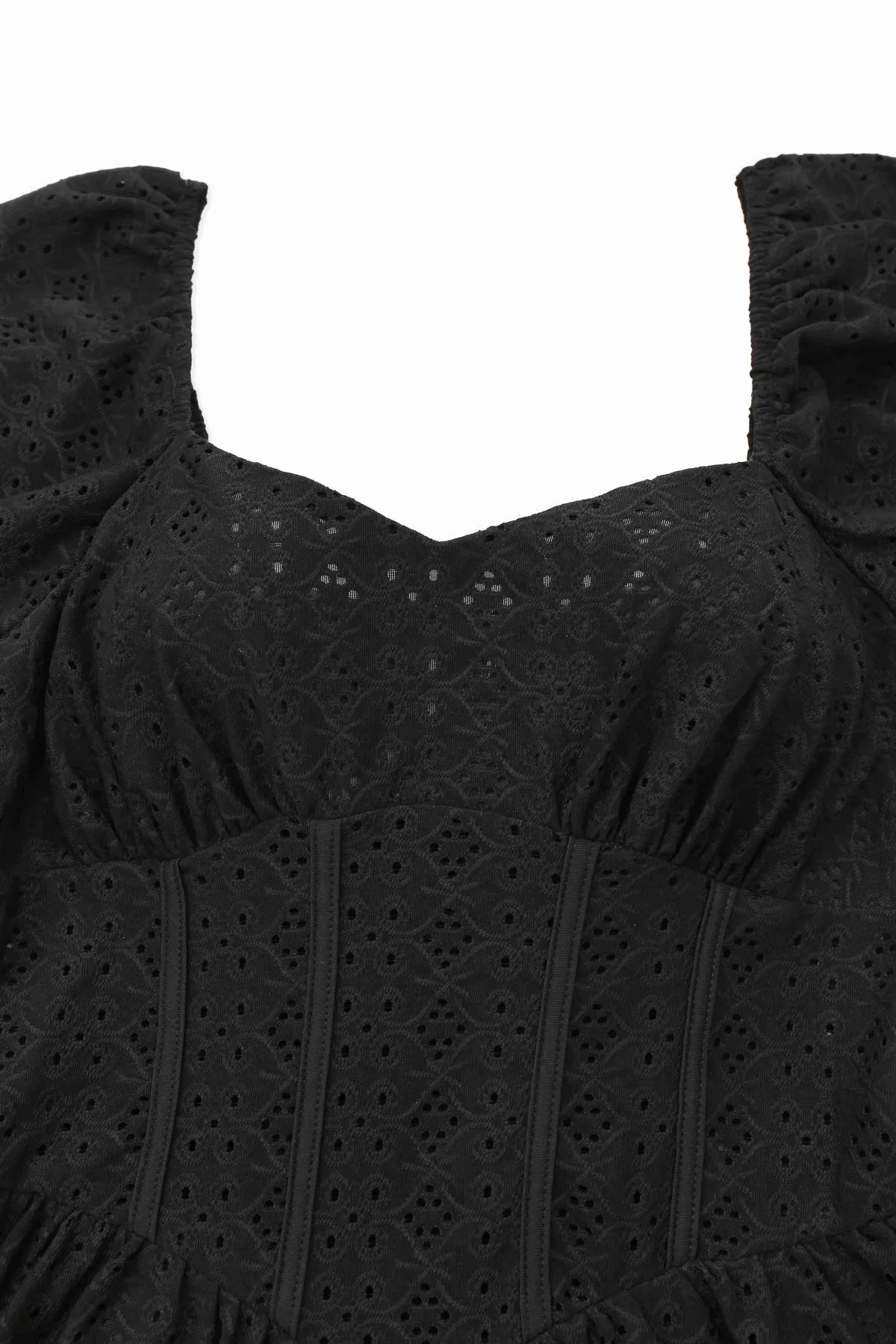 Best Retro Stage 1950s Puff Corset Hollow Knit Dress Black