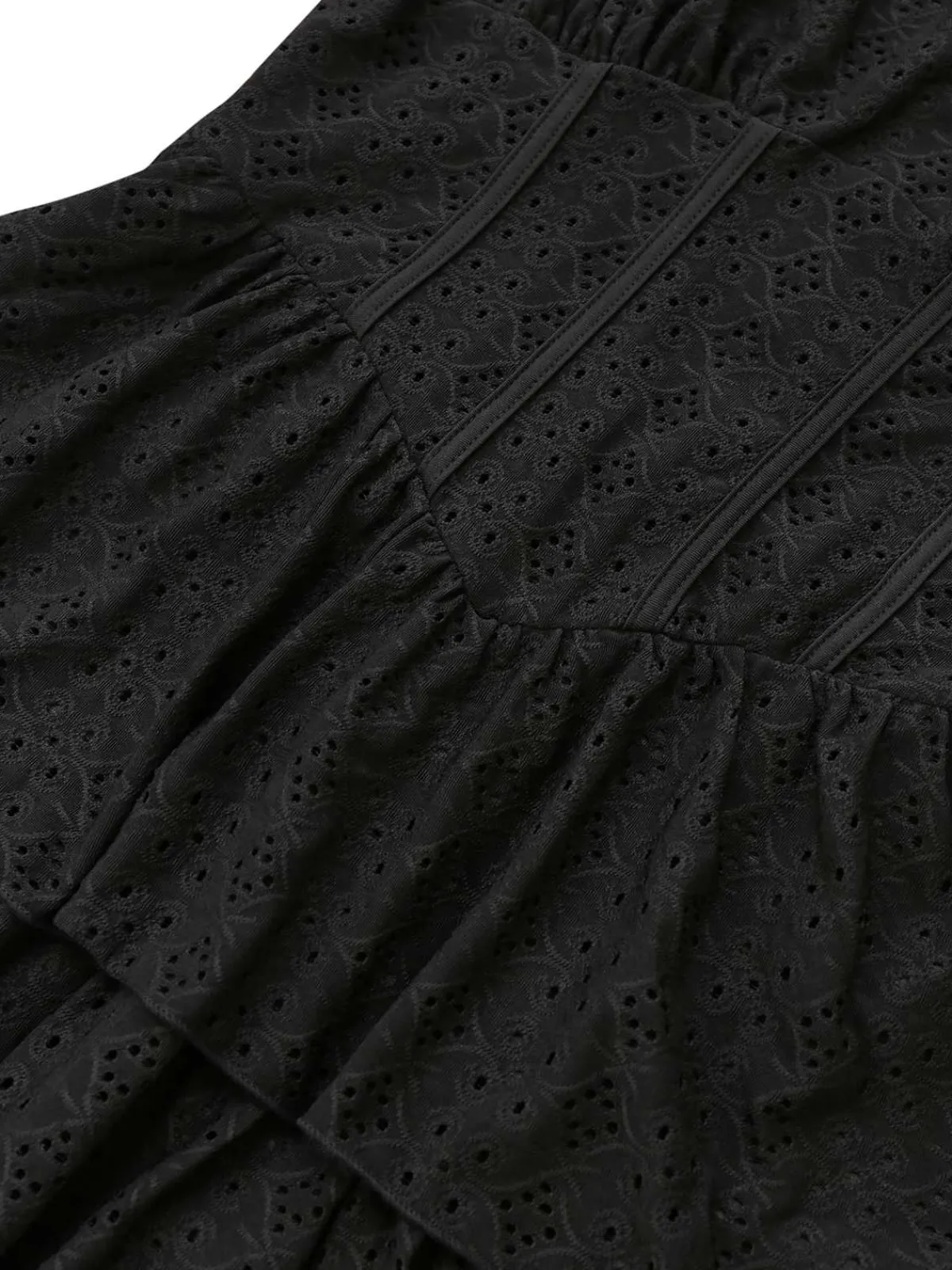 Best Retro Stage 1950s Puff Corset Hollow Knit Dress Black