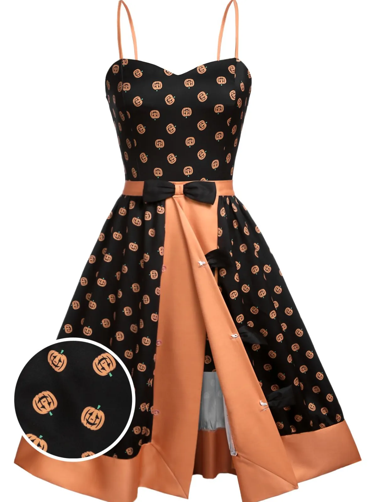Best Retro Stage 1950s Pumpkins Romper & Skirt Black