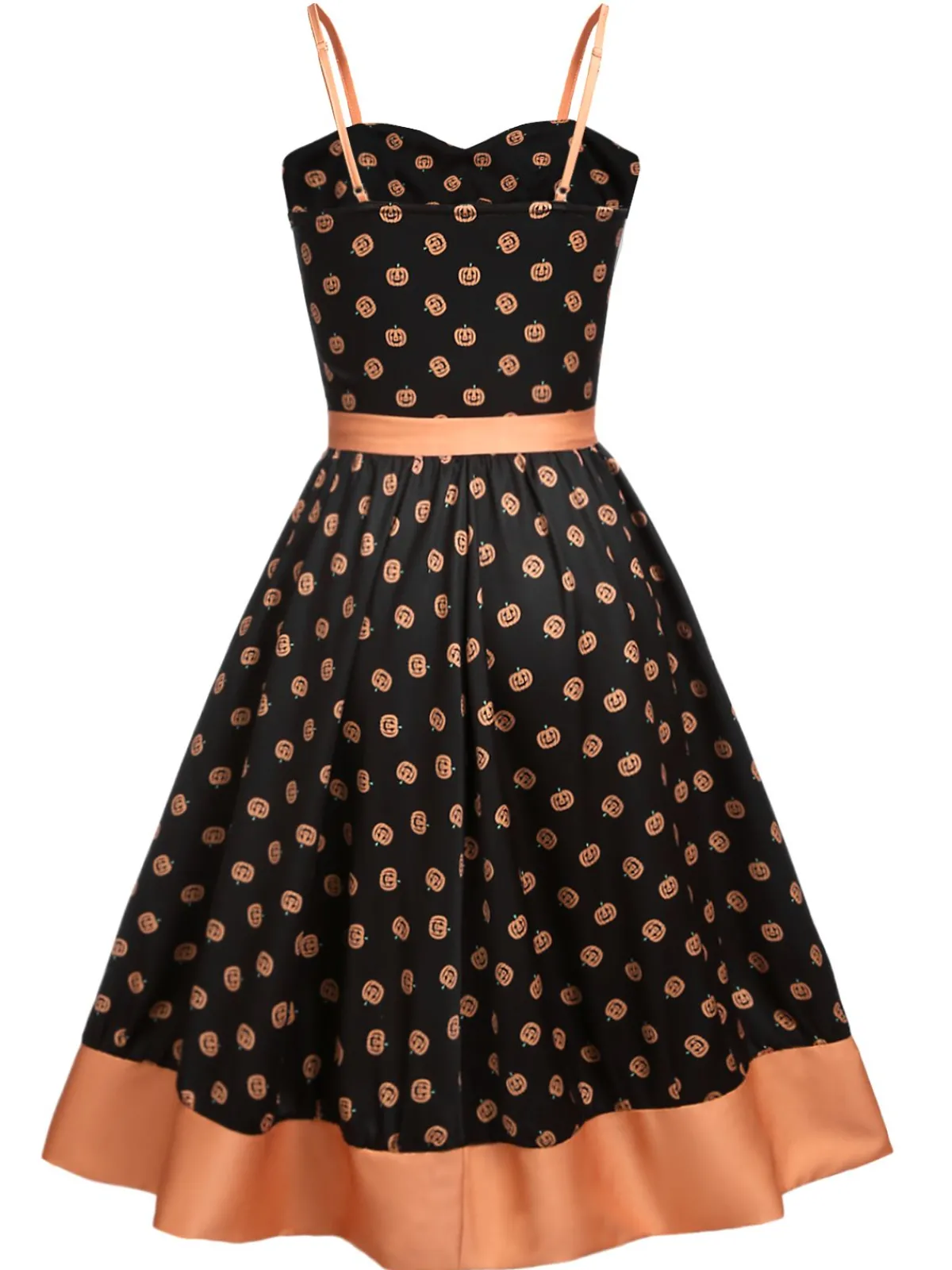 Best Retro Stage 1950s Pumpkins Romper & Skirt Black