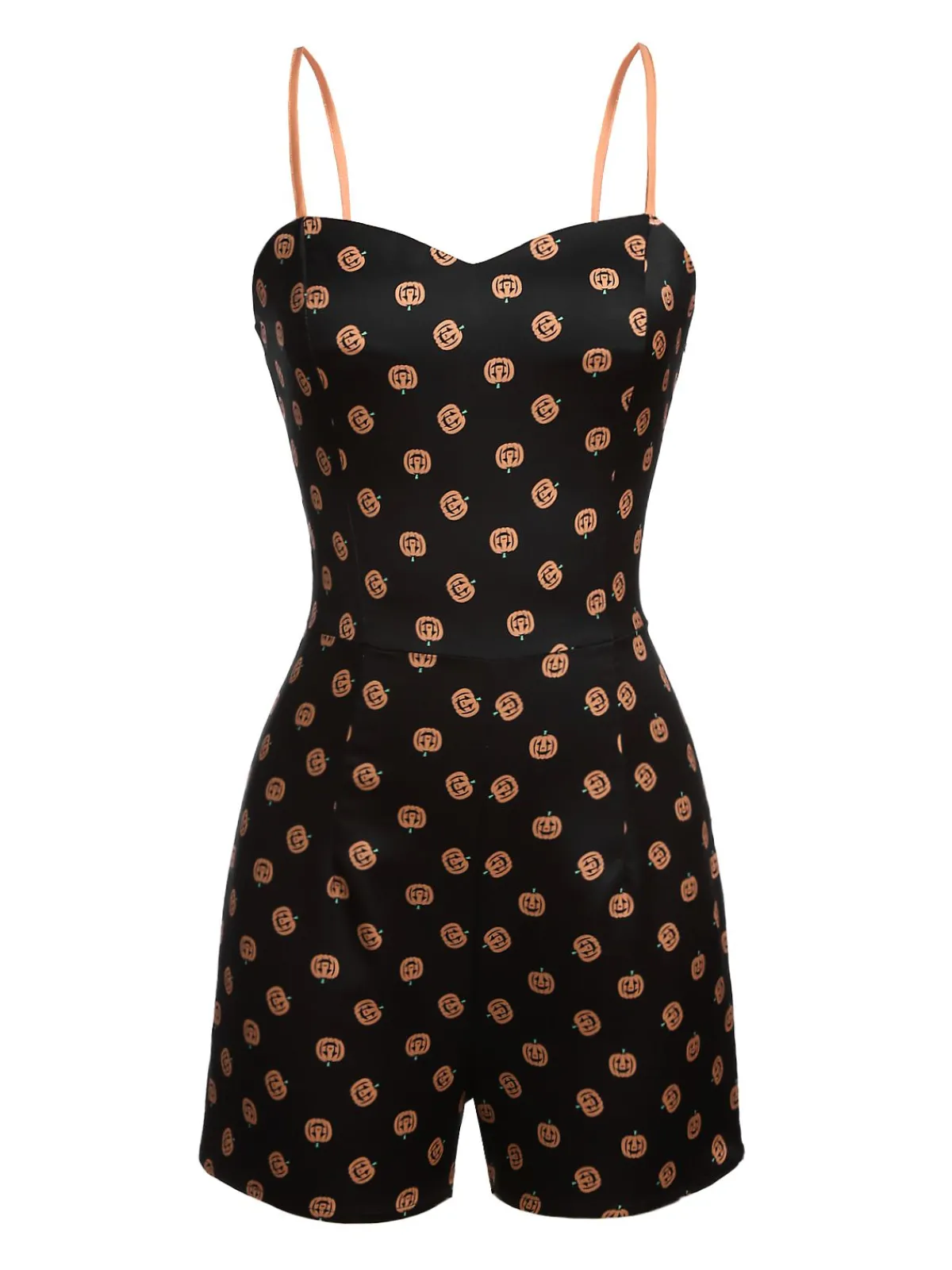 Best Retro Stage 1950s Pumpkins Romper & Skirt Black