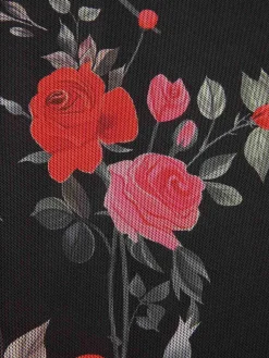 Online Retro Stage 1930s Roses Mesh Straps Mermaid Dress Black