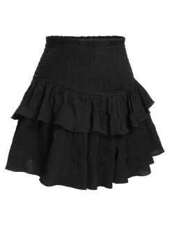 Sale Retro Stage 1950s Ruffles Solid Shorts Black