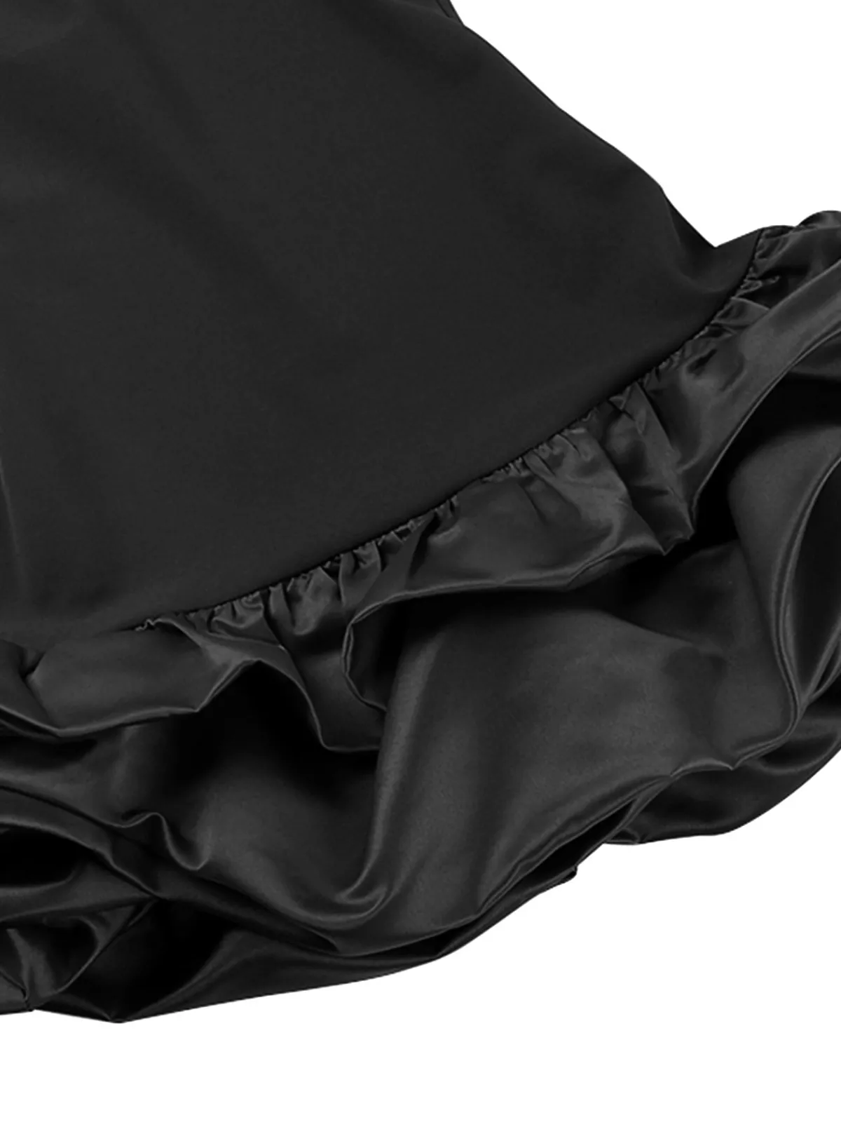Clearance Retro Stage 1960s Satin Bubble Hem Boat Neck Dress Black
