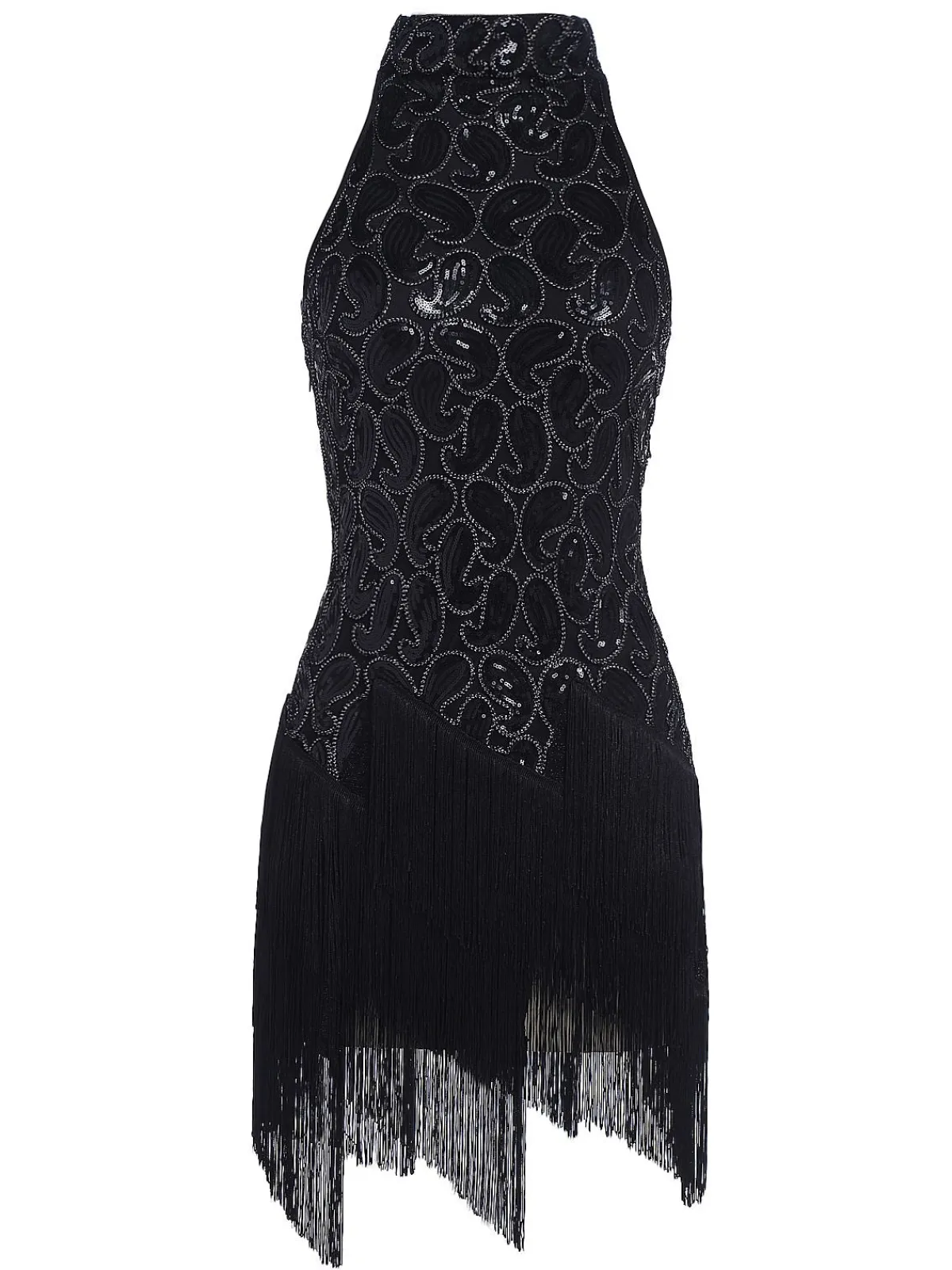 Best Retro Stage 1920s Sequined Glitter Dress Black