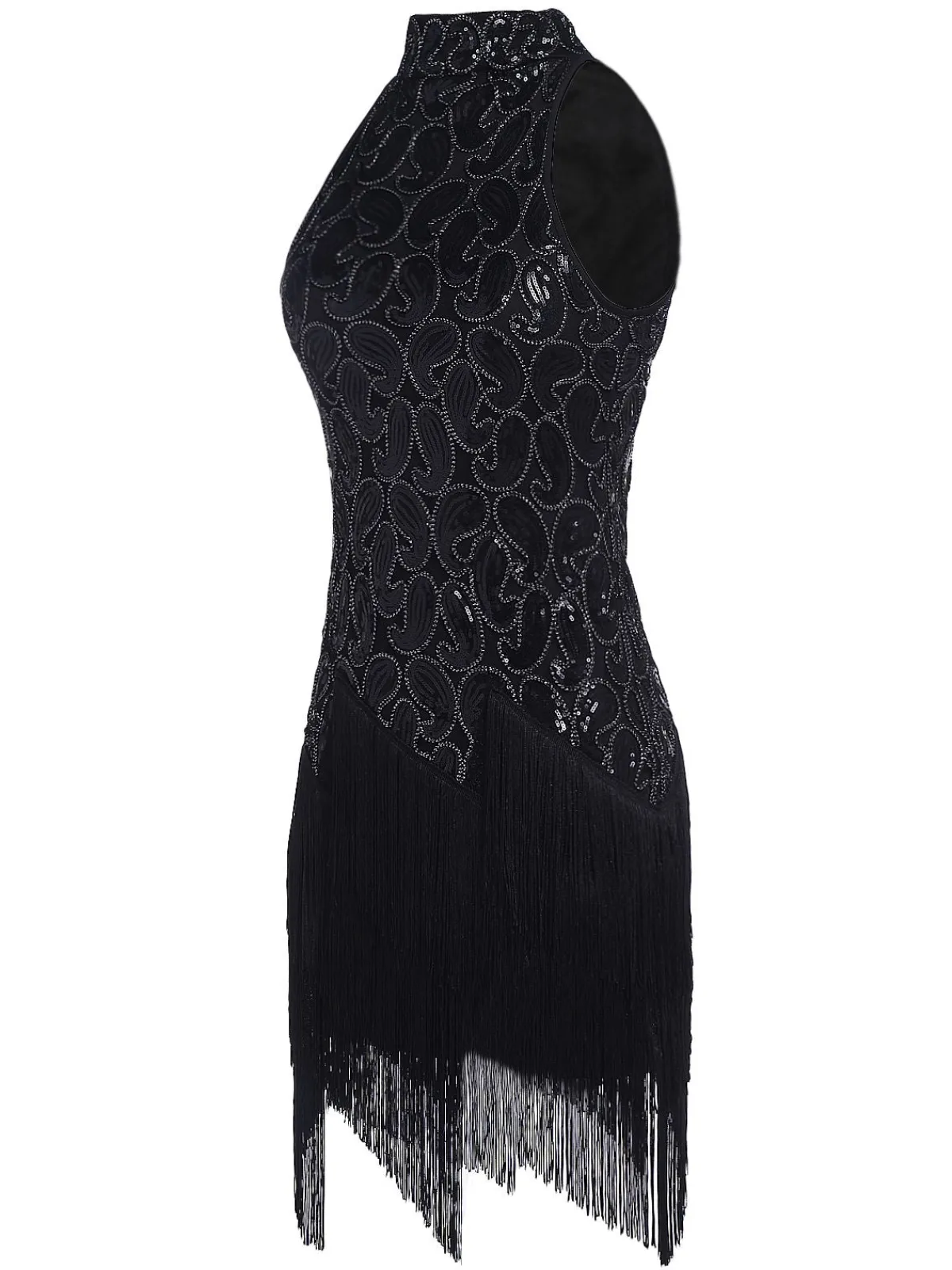 Best Retro Stage 1920s Sequined Glitter Dress Black