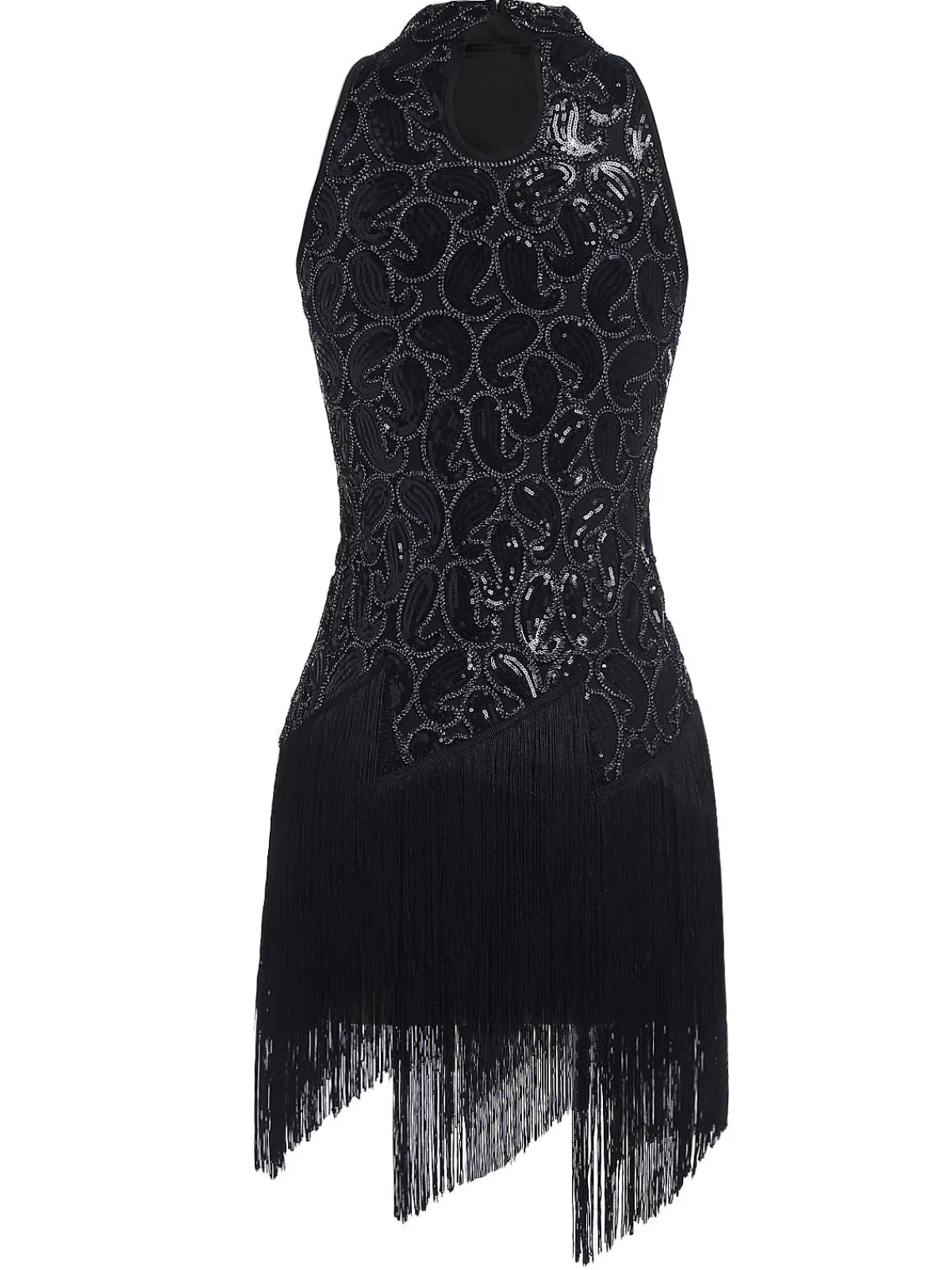 Best Retro Stage 1920s Sequined Glitter Dress Black