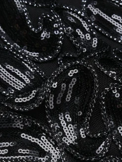 Best Retro Stage 1920s Sequined Glitter Dress Black