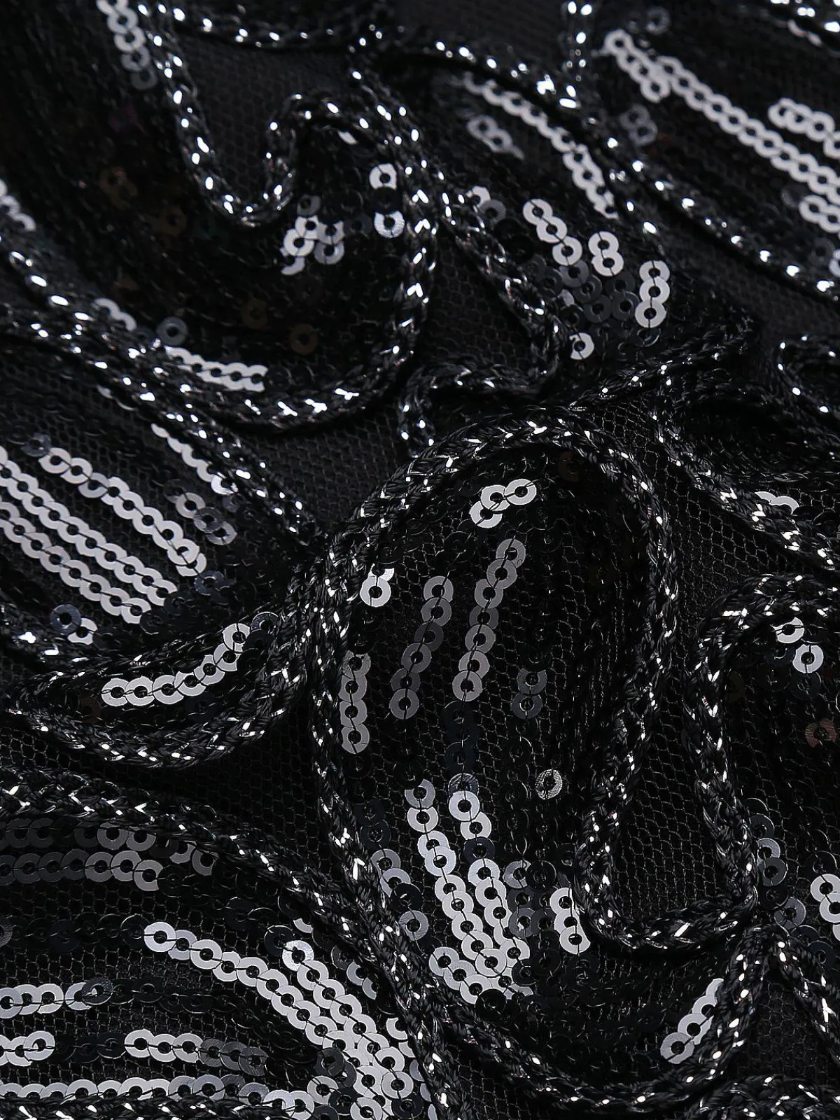 Best Retro Stage 1920s Sequined Glitter Dress Black