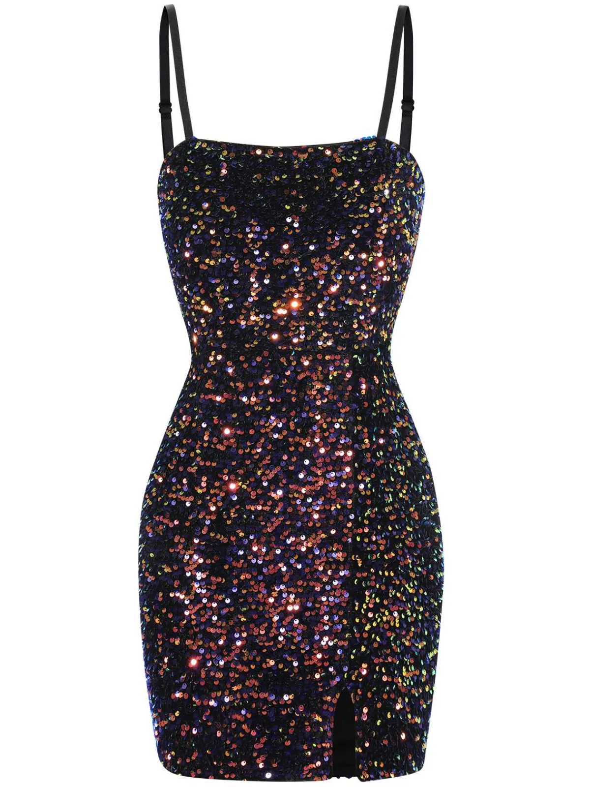 Discount Retro Stage 1960s Sequined Straps Pencil Dress Black