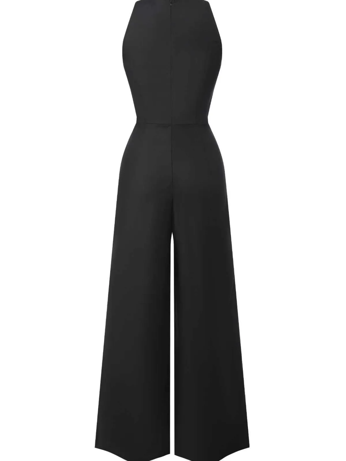 Hot Retro Stage Black 1950s Sleeveless Buttoned Solid Jumpsuit