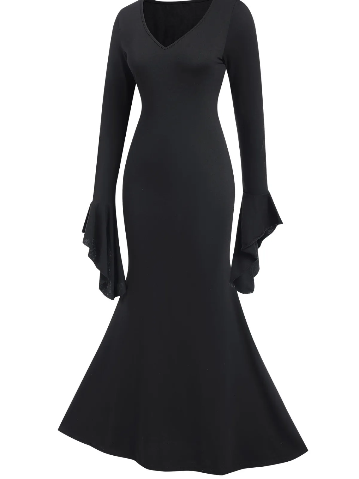 Clearance Retro Stage 1930s Sold Batwing Cuffs Fishtail Dress Black