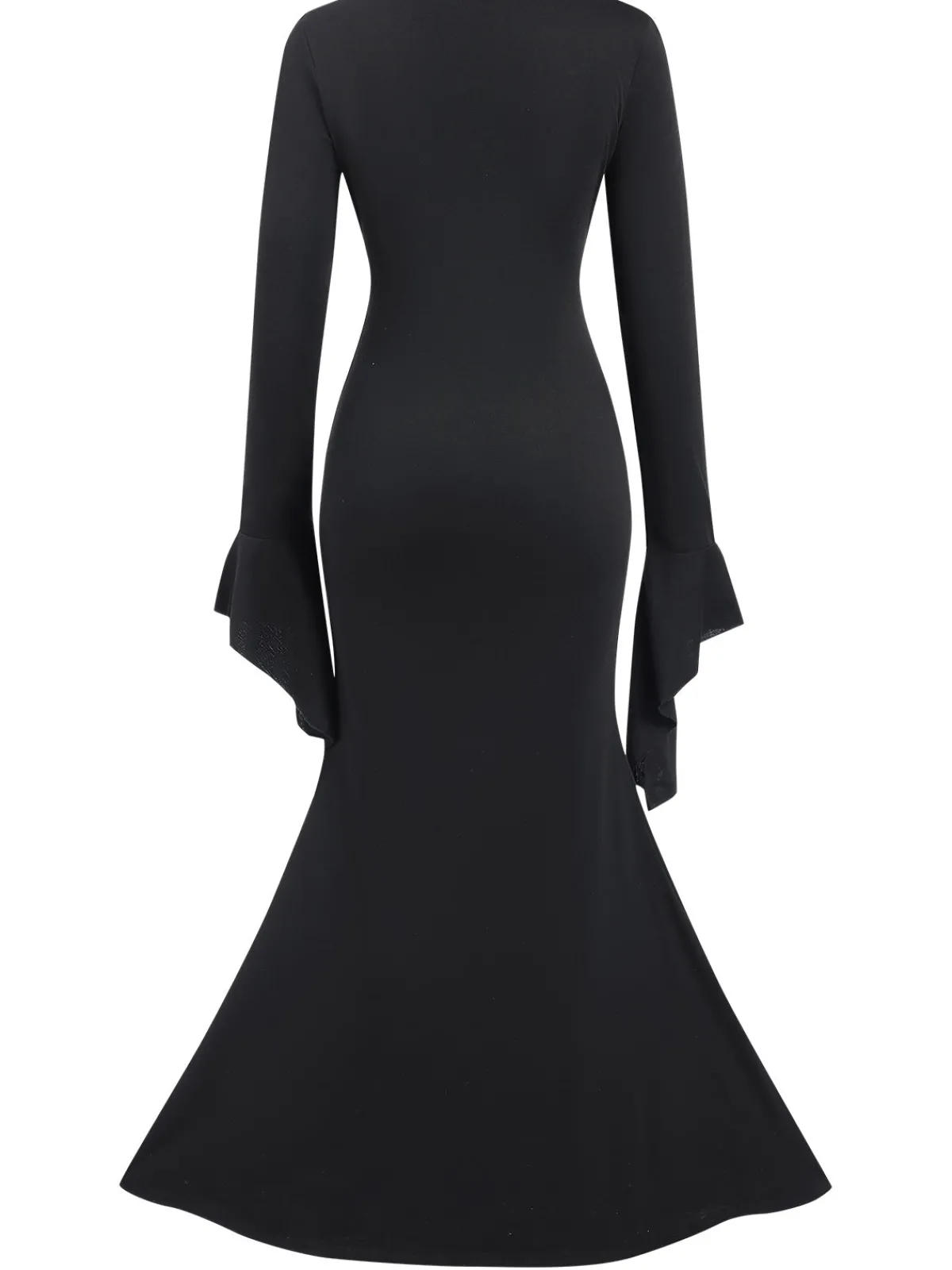 Clearance Retro Stage 1930s Sold Batwing Cuffs Fishtail Dress Black