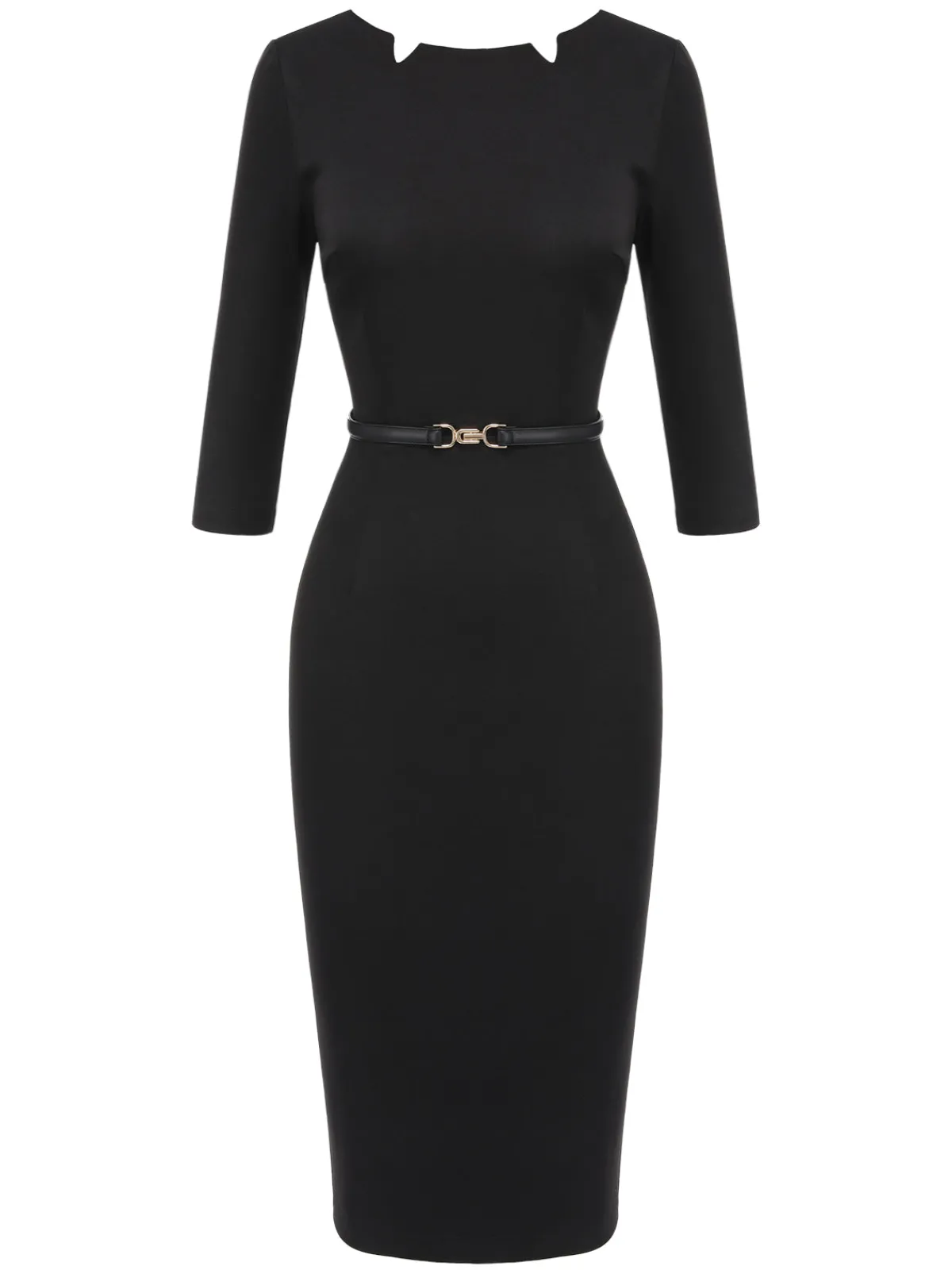 Hot Retro Stage 1960s Solid Boat Neck Wrap Dress Black