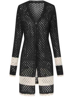 Fashion Retro Stage 1950s Solid Boho Style Hollow Cover Up Black