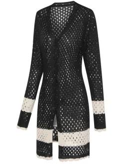 Fashion Retro Stage 1950s Solid Boho Style Hollow Cover Up Black