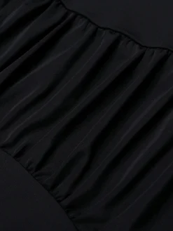 Clearance Retro Stage 1970s Solid Cutout One-Piece Swimsuit Black