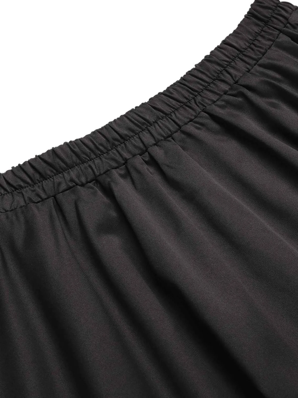 Sale Retro Stage 1950s Solid Elastic Waist Pleated Skirt Black