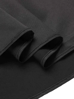 Sale Retro Stage 1950s Solid Elastic Waist Pleated Skirt Black