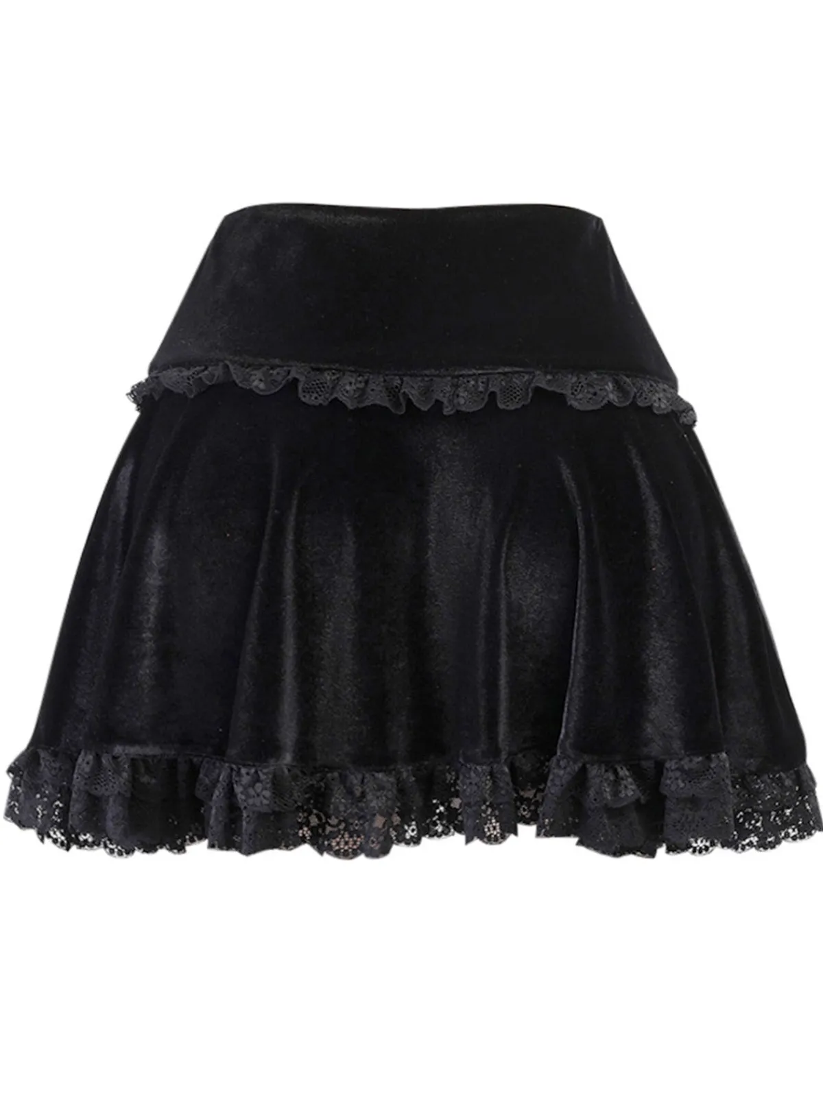 Discount Retro Stage 1980s Solid Embroidered Lace Skirt Black