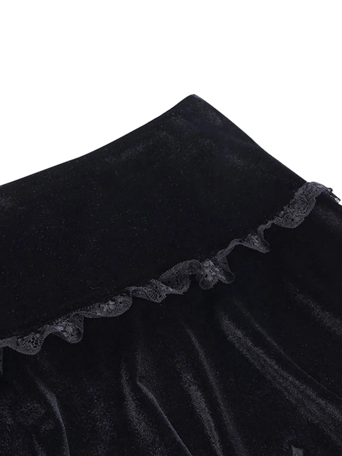 Discount Retro Stage 1980s Solid Embroidered Lace Skirt Black