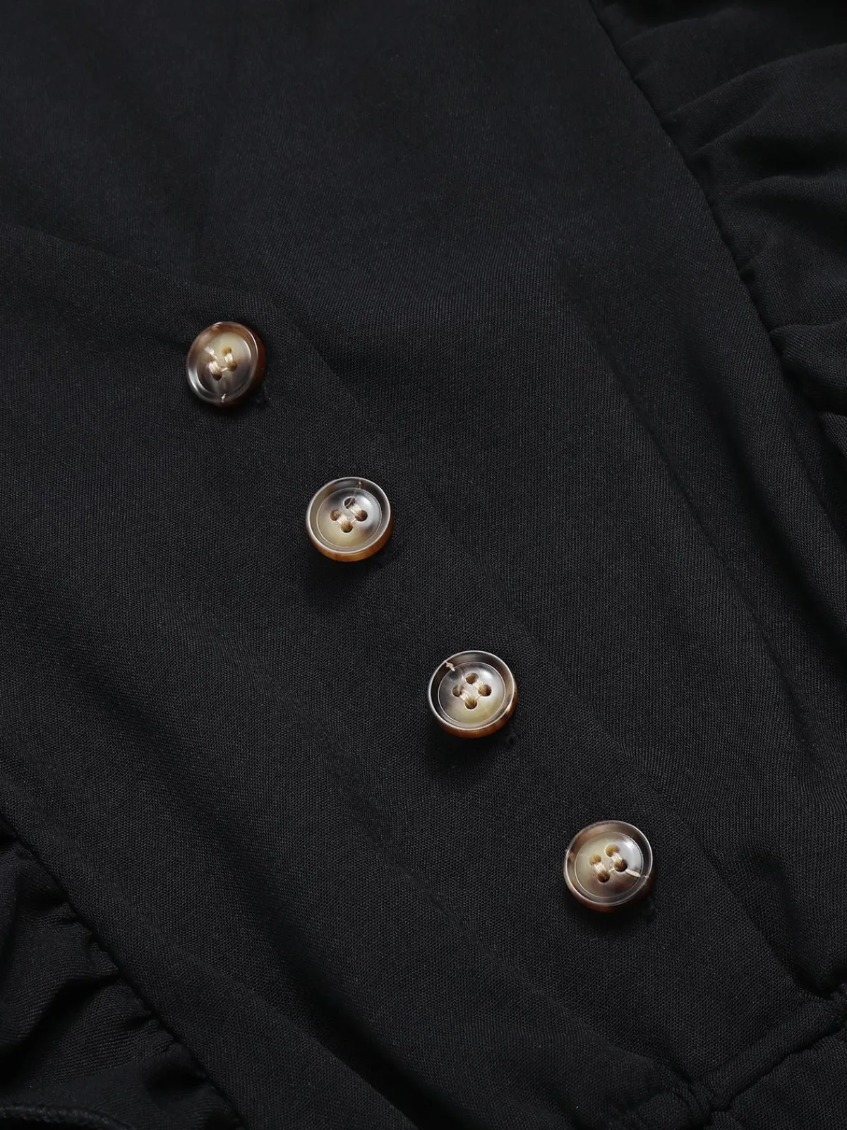 New Retro Stage 1940s Solid Flying Sleeve Pleated Dress Black