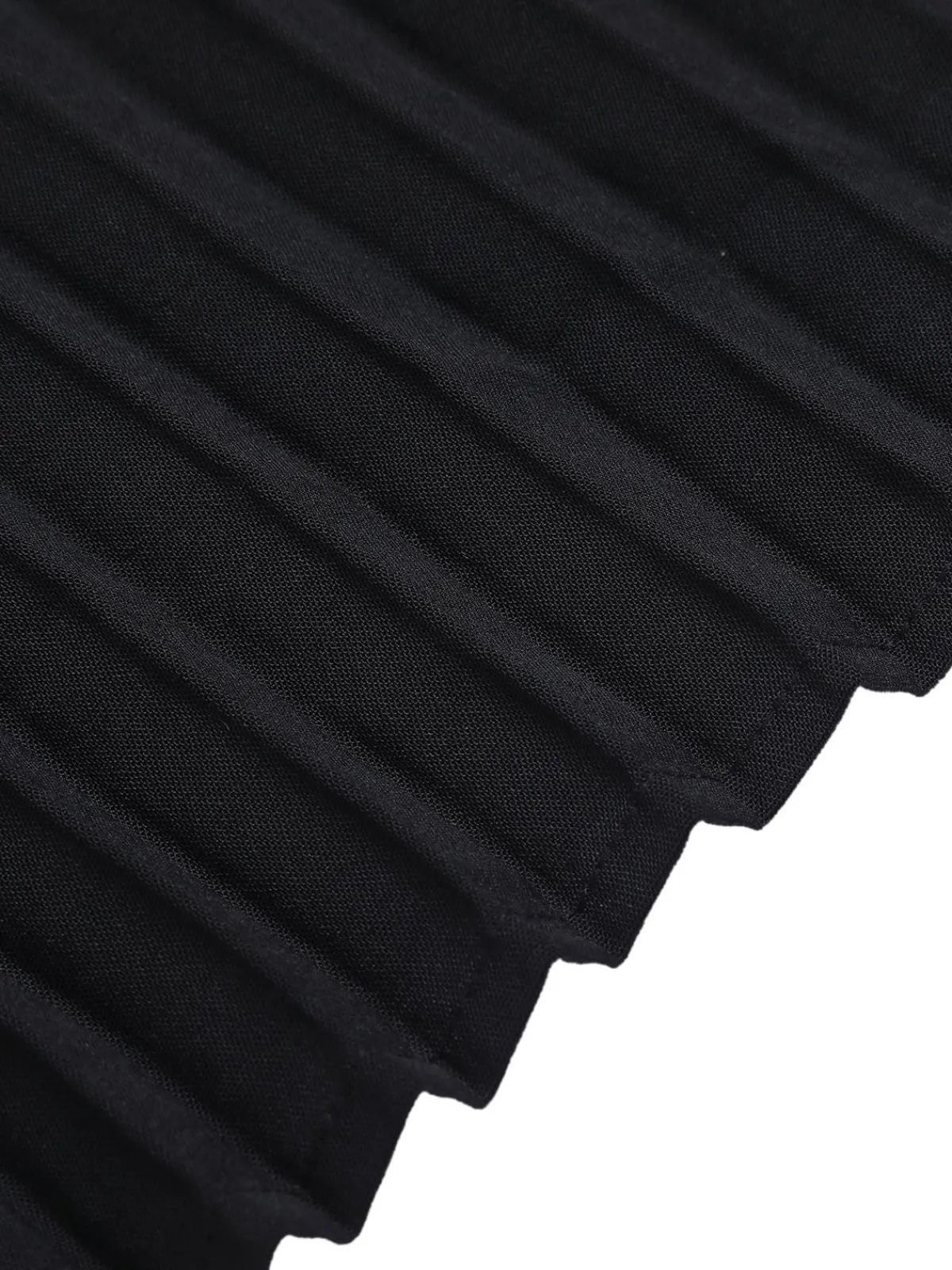 New Retro Stage 1940s Solid Flying Sleeve Pleated Dress Black