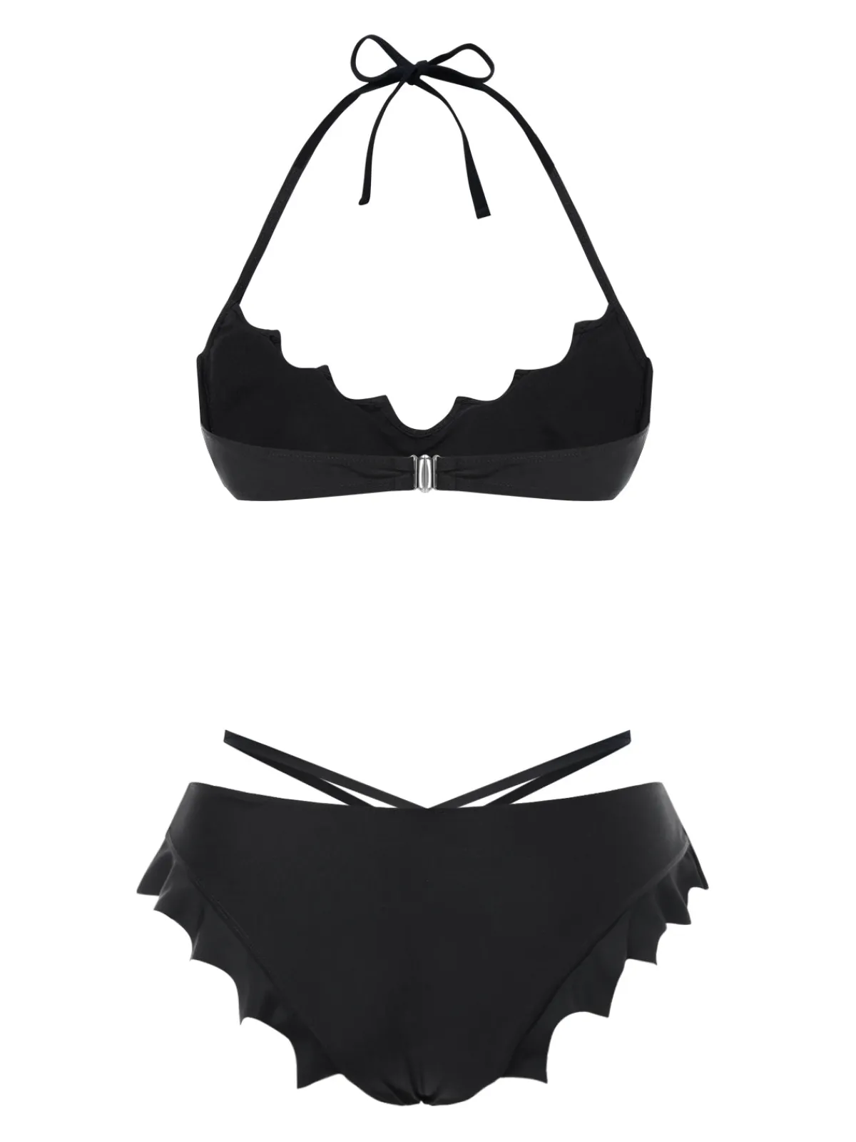 Best Retro Stage 1980s Solid Gothic Bat Wings Bikini Set Black