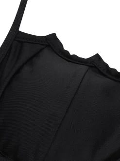 Best Retro Stage 1980s Solid Gothic Bat Wings Bikini Set Black