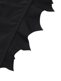 Best Retro Stage 1980s Solid Gothic Bat Wings Bikini Set Black