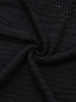 New Retro Stage 1970s Solid Halter Knit Dress Black
