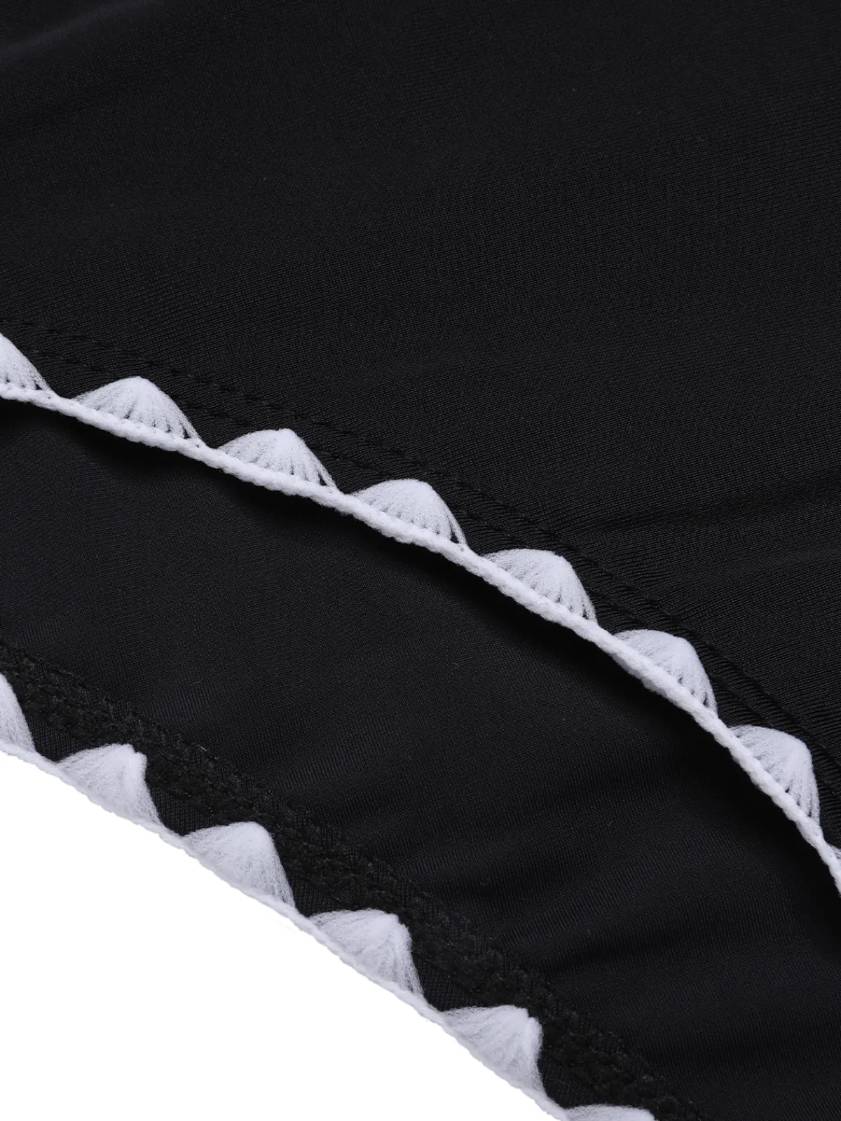Discount Retro Stage 1950s Solid Jagged Edge Swimsuit Black